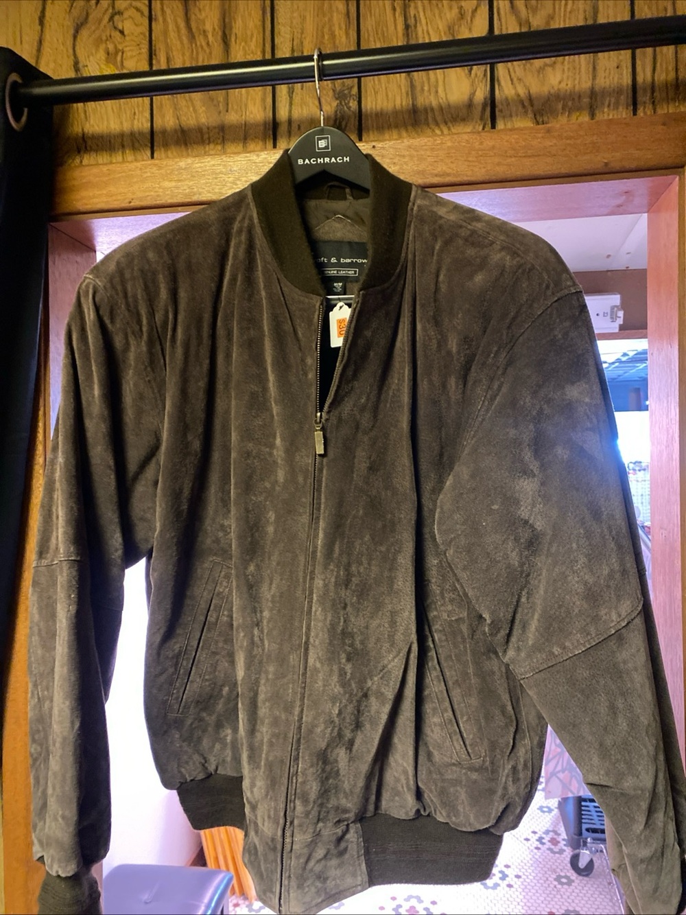 croft & barrow Dark Brown Suede Bomber Jacket